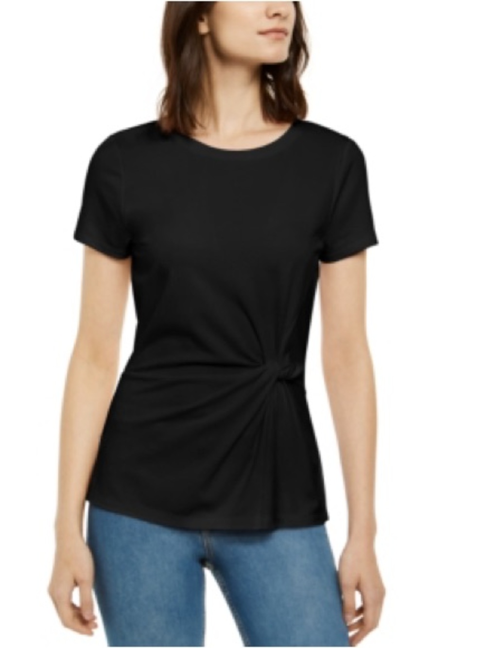 AUW Short Sleeve Twist Front Top